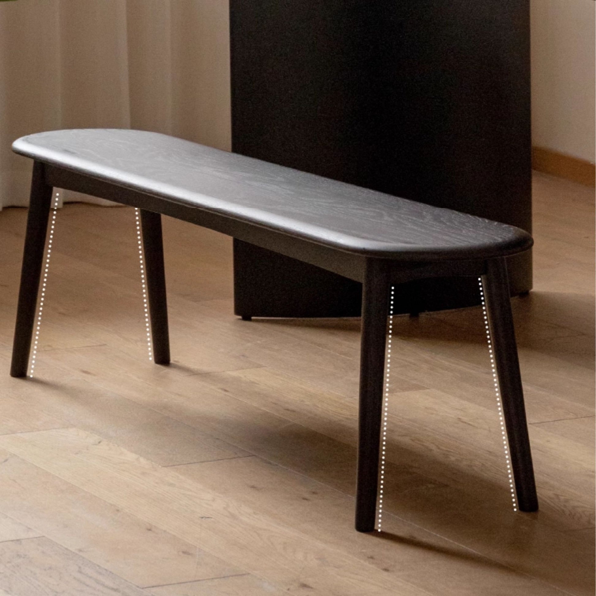 Tanya oak wood bench in black finish