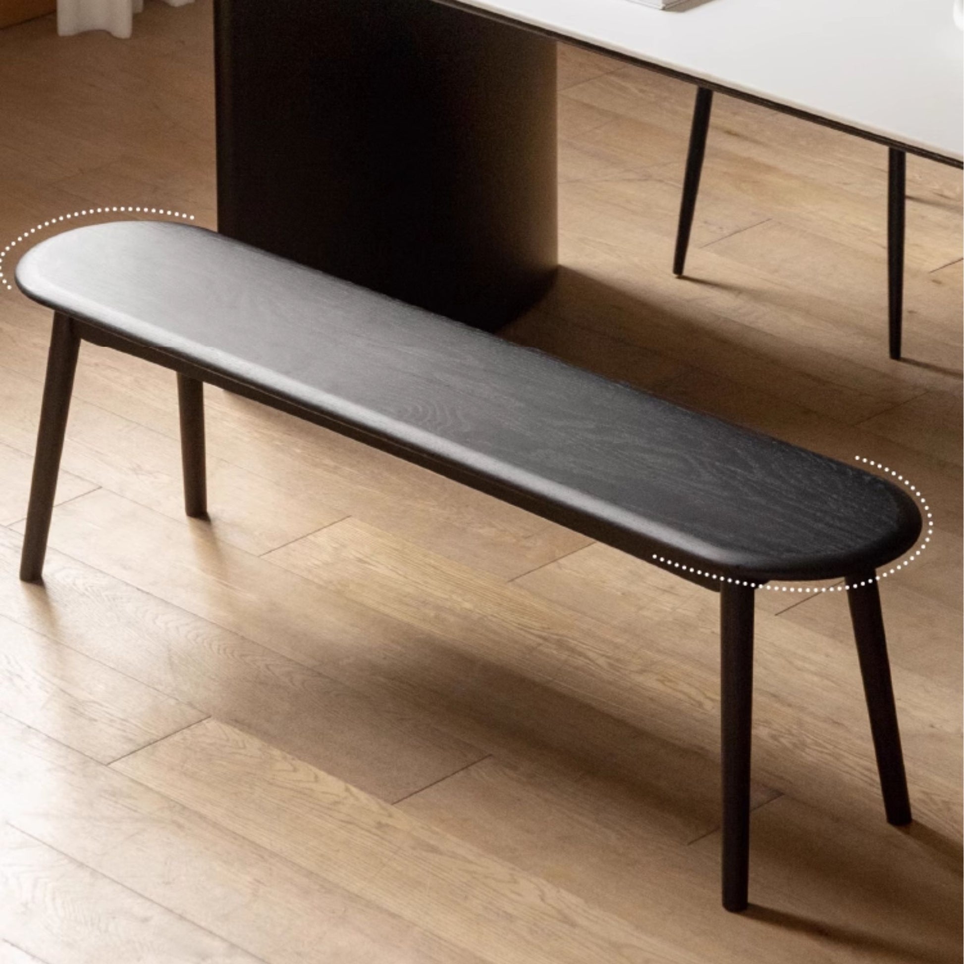 Tanya oak wood bench in black finish