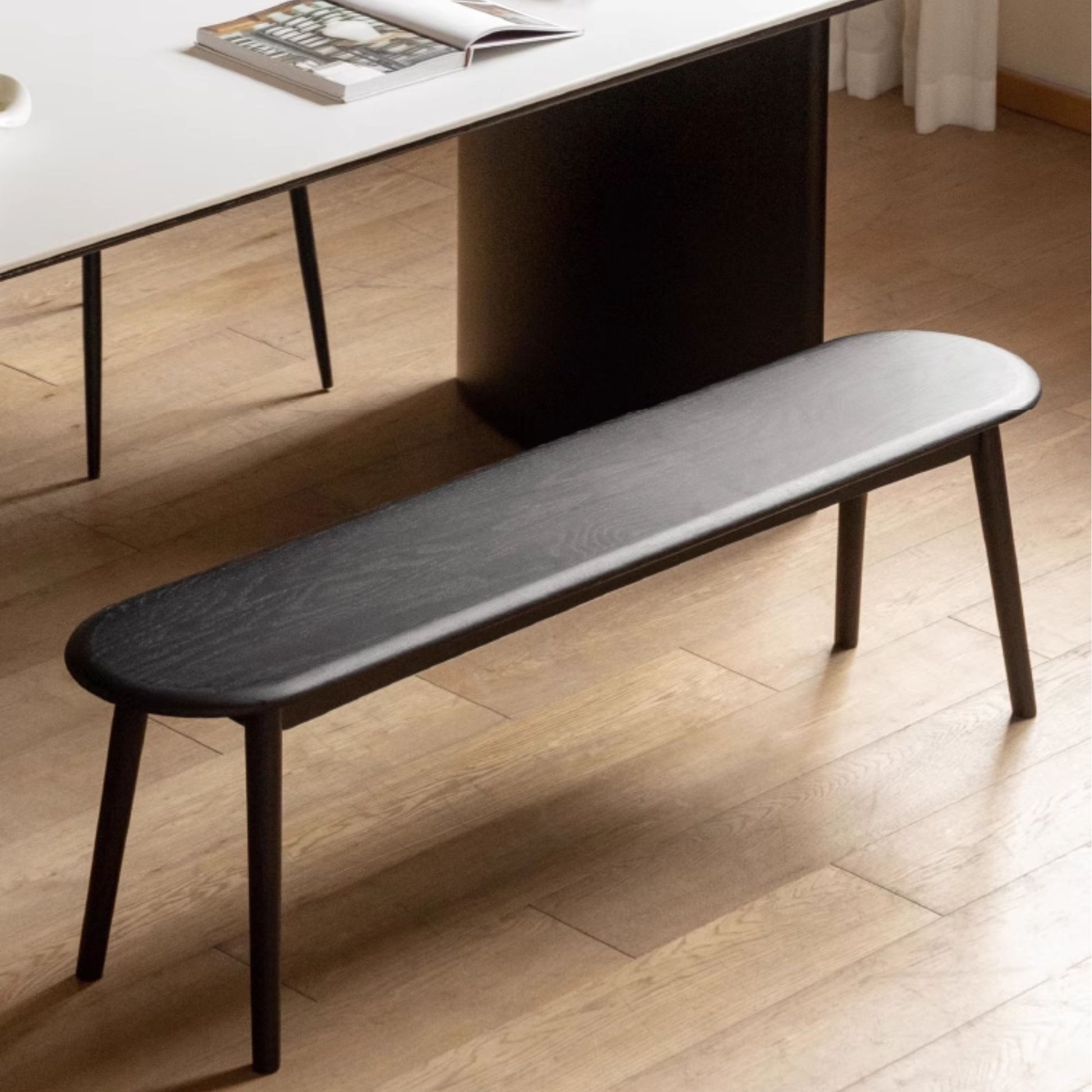 Tanya oak wood bench in black finish