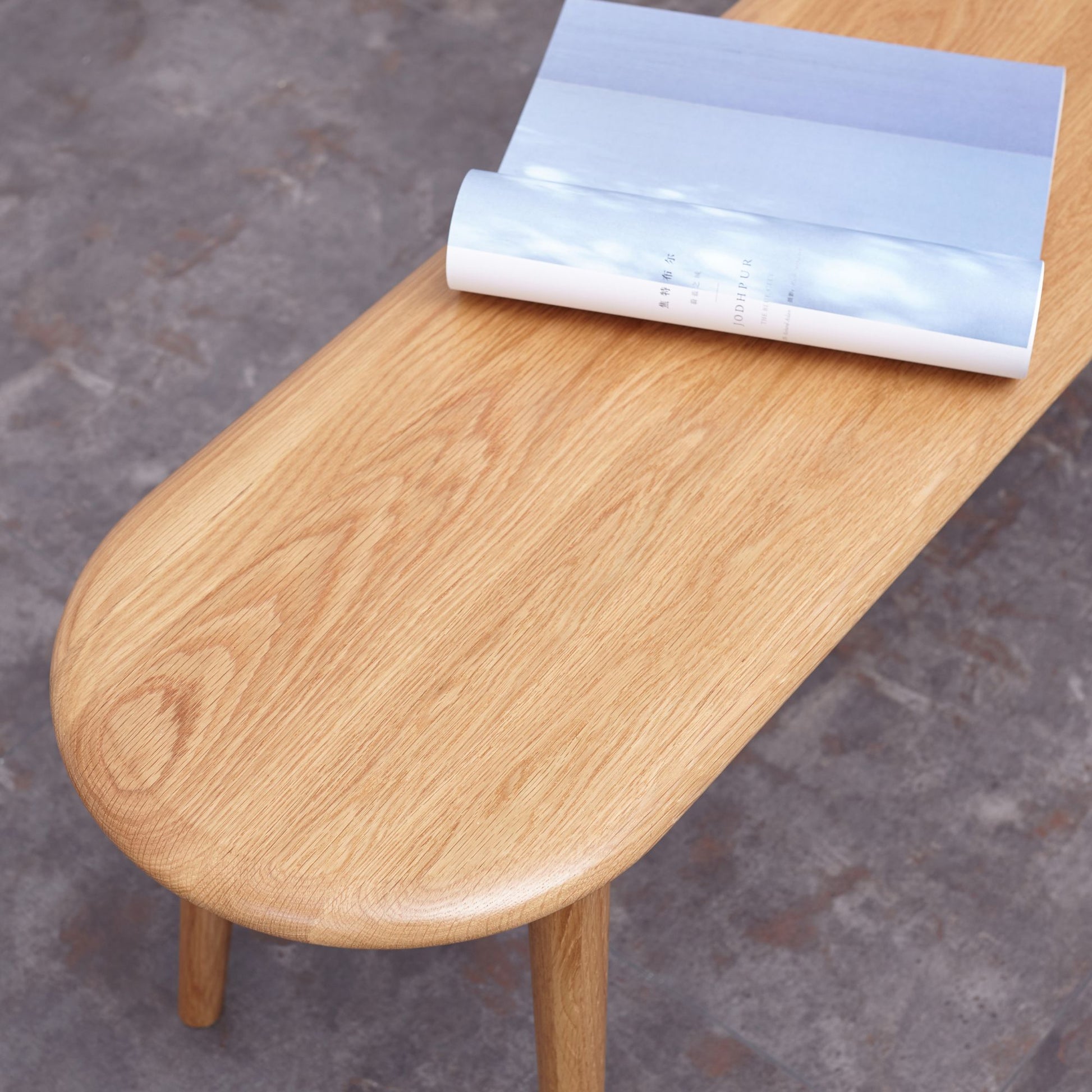 Tanya oak wood bench in natural wood finish