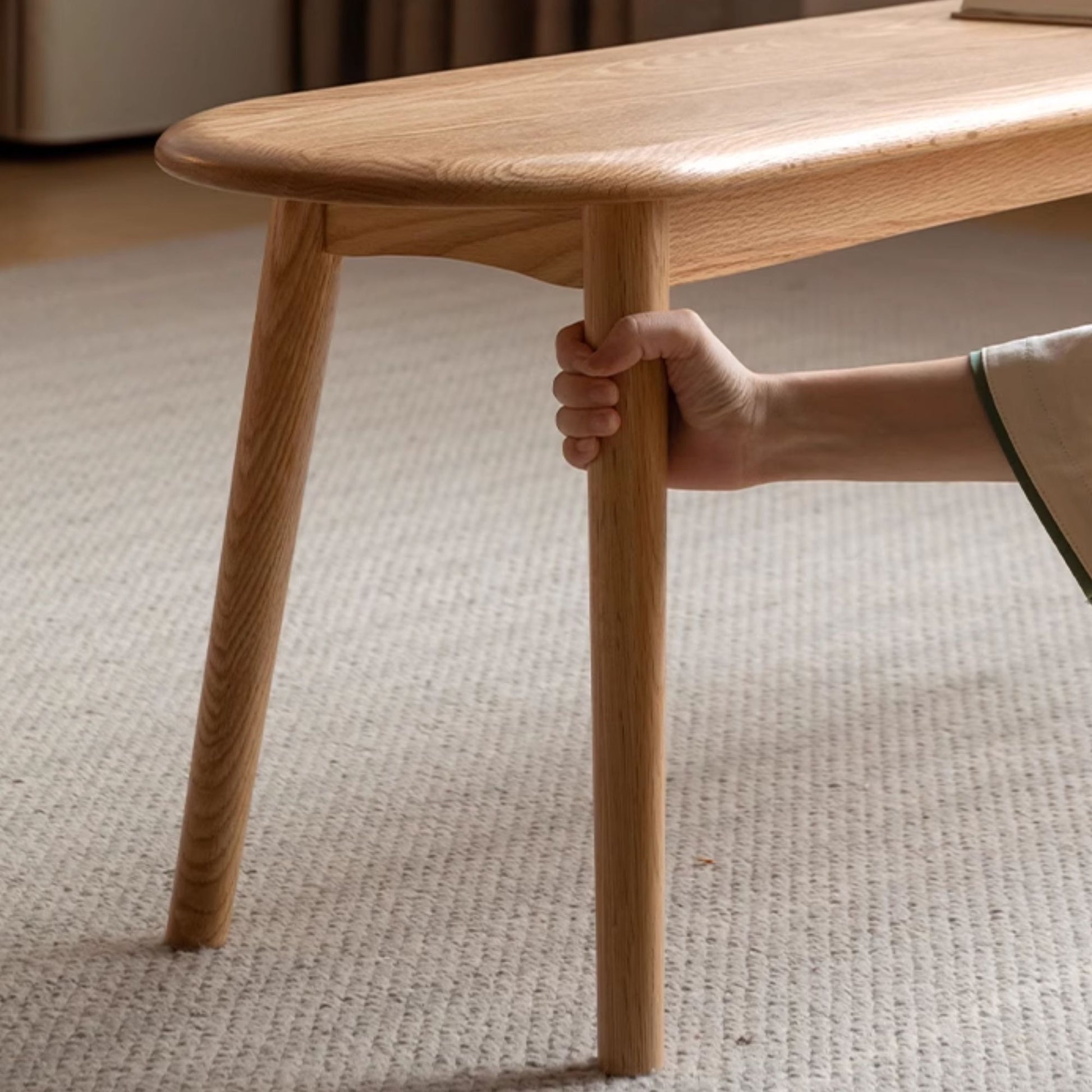 Tanya oak wood bench in natural wood finish