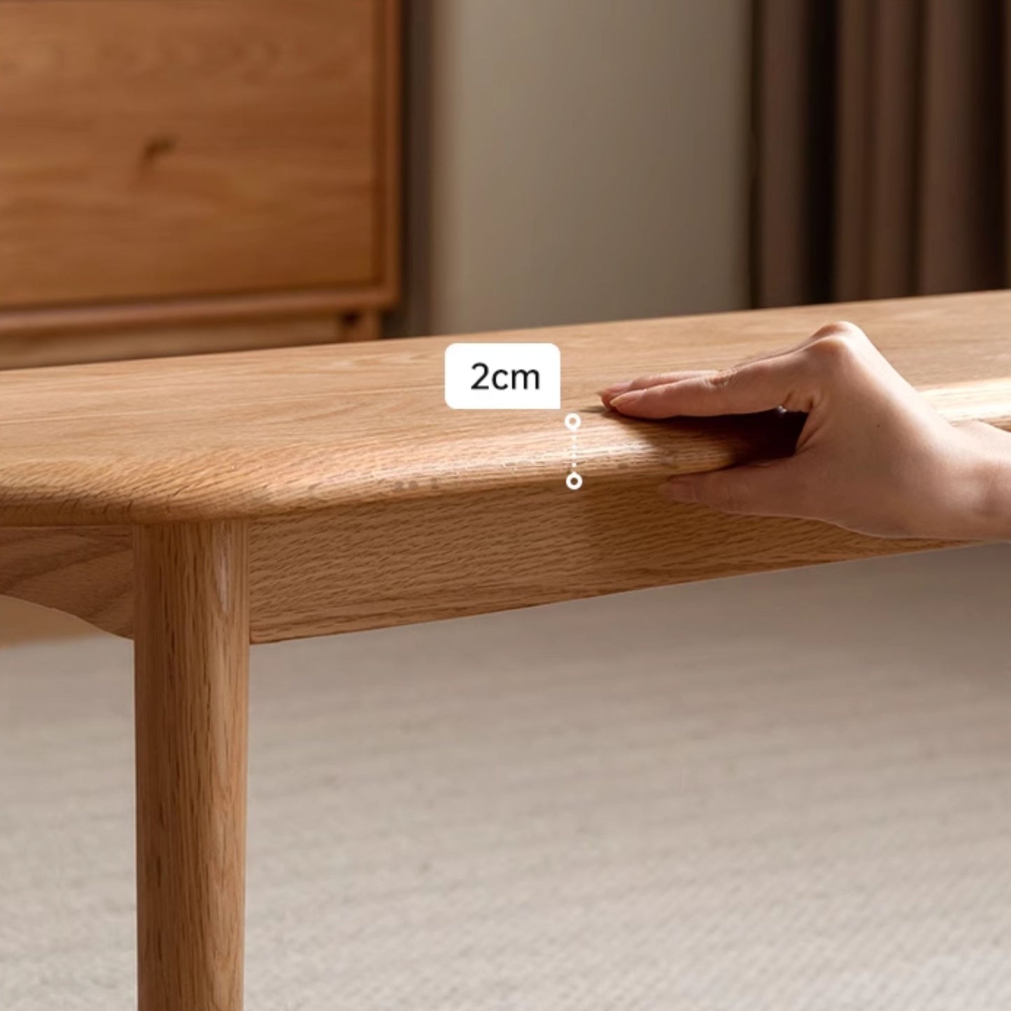 Tanya oak wood bench in natural wood finish