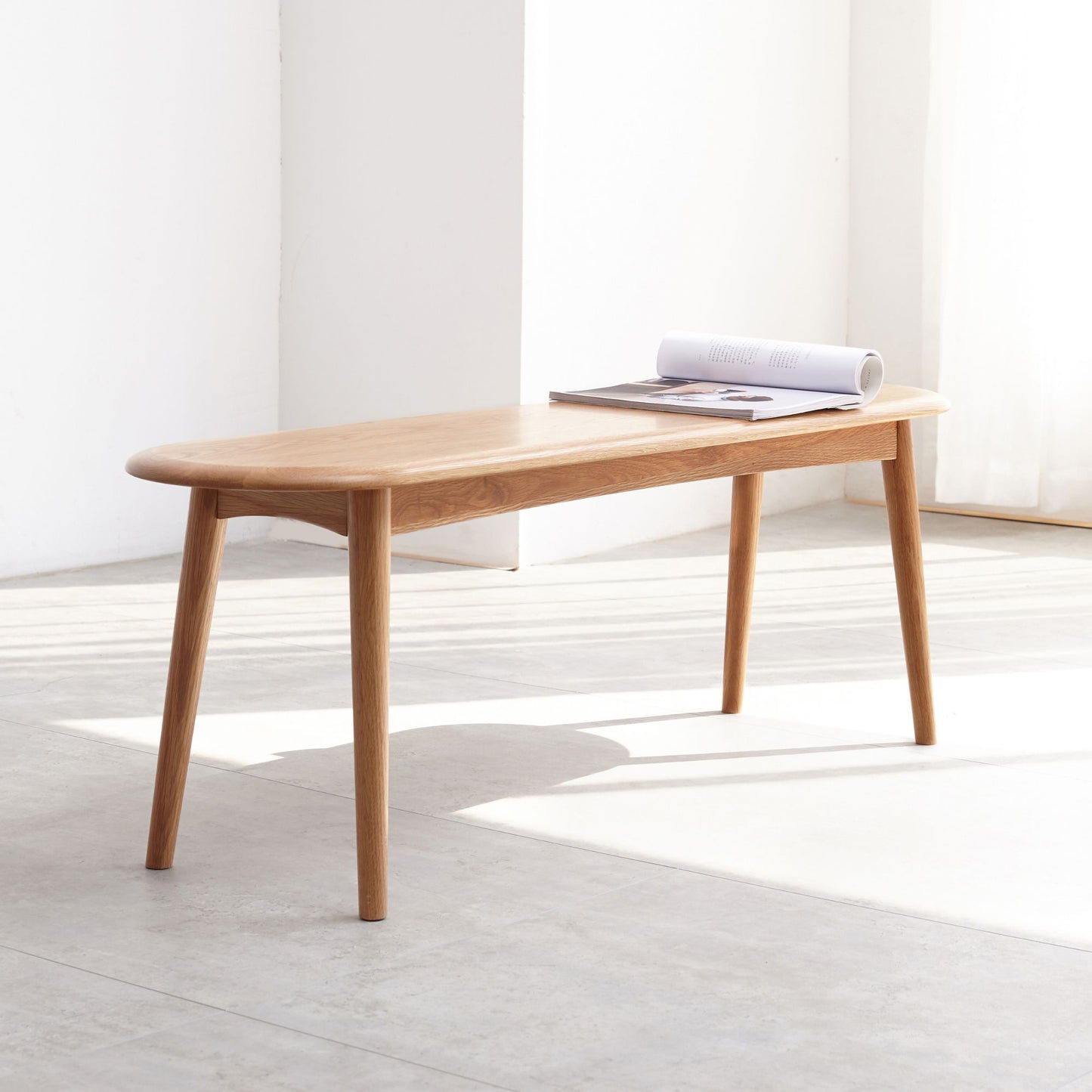 Tanya oak wood bench in natural wood finish