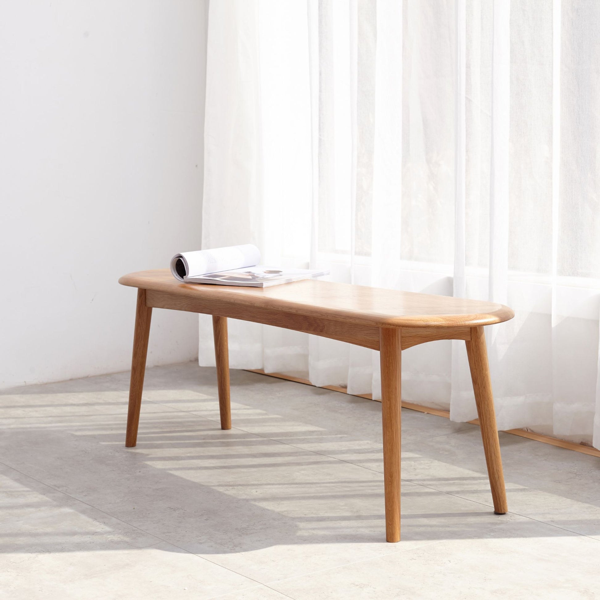 Tanya oak wood bench in natural wood finish