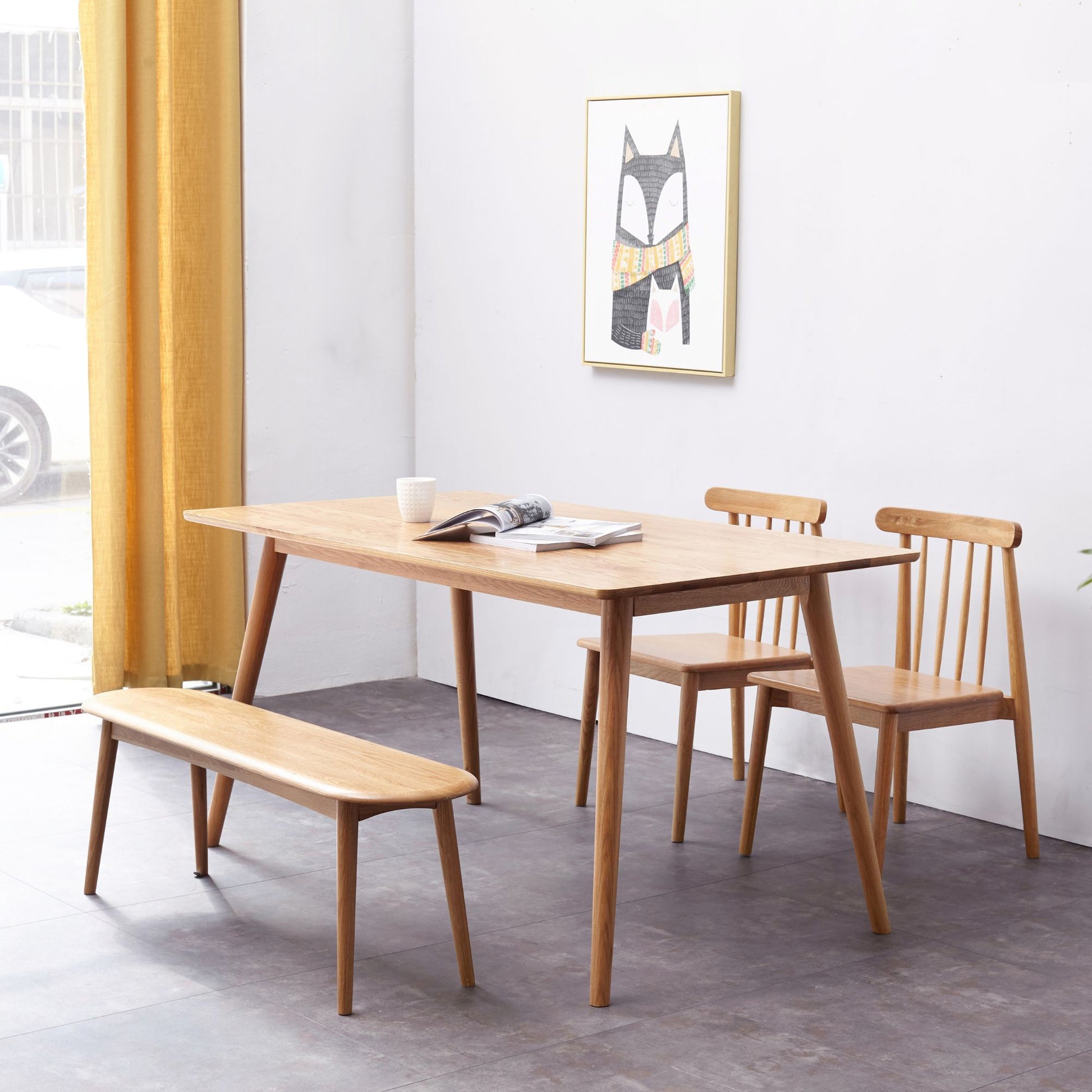 Tanya oak wood bench in natural wood finish