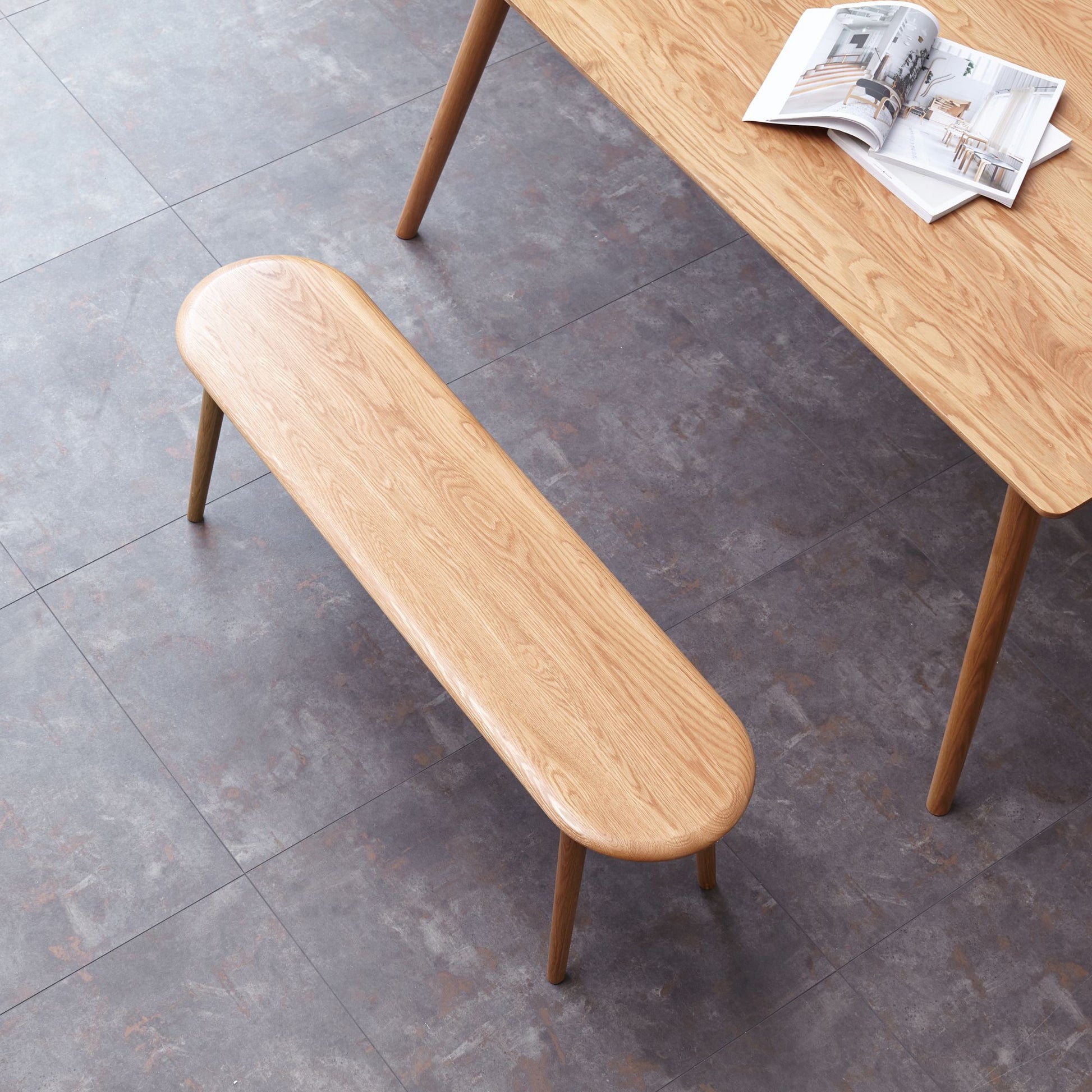 Tanya oak wood bench in natural wood finish