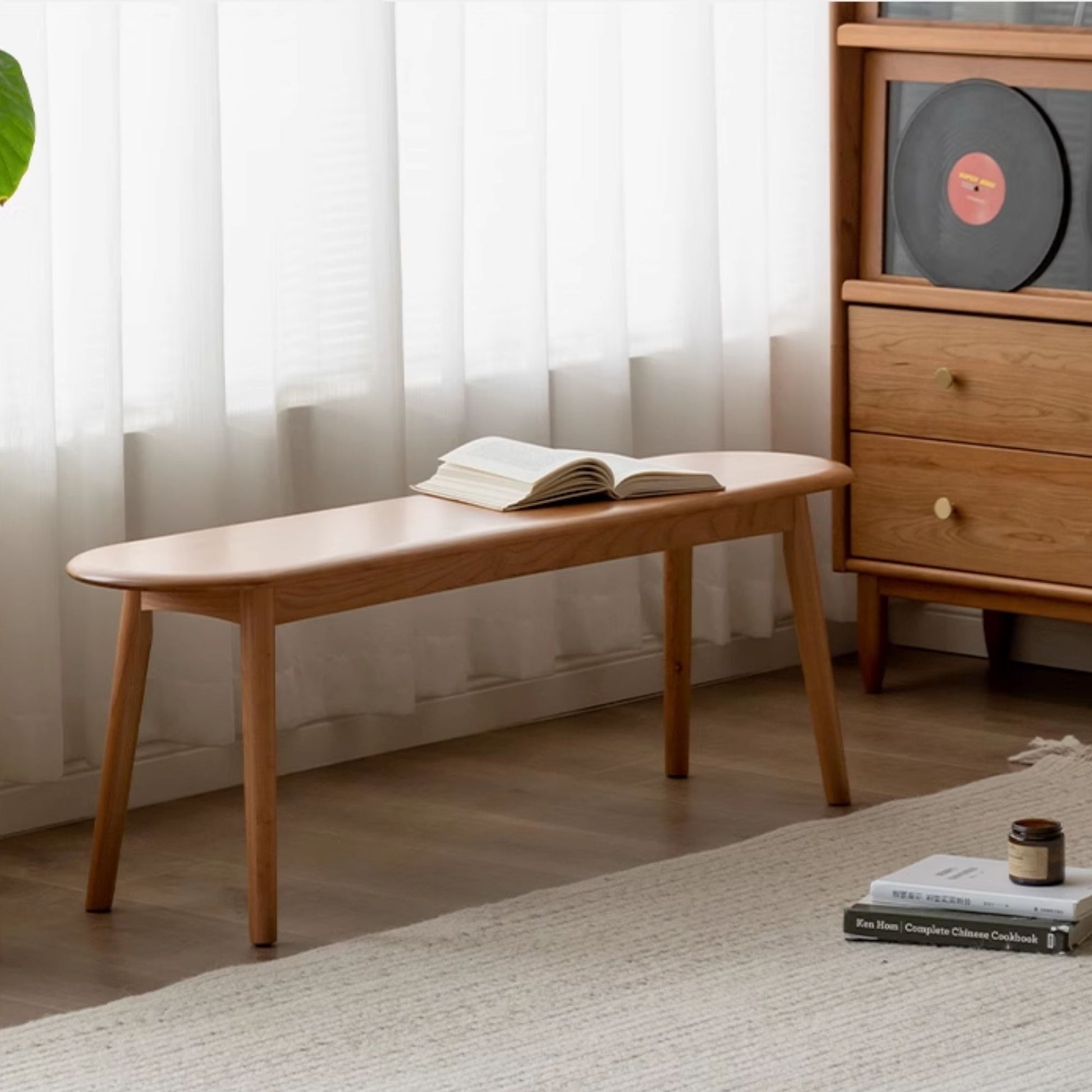 Tanya oak wood bench in natural wood finish