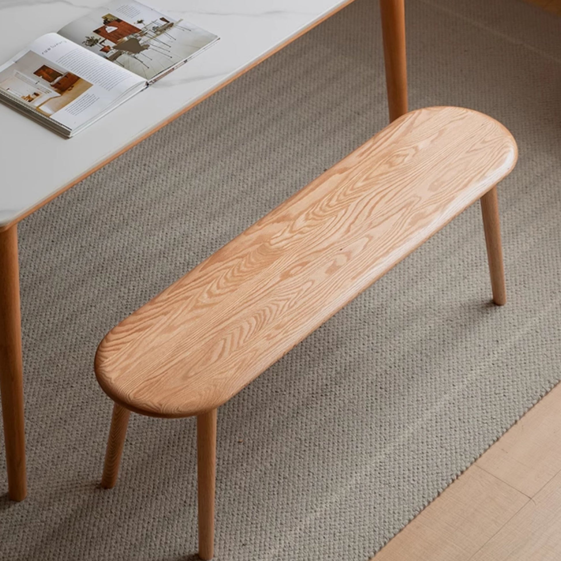 Tanya oak wood bench in natural wood finish