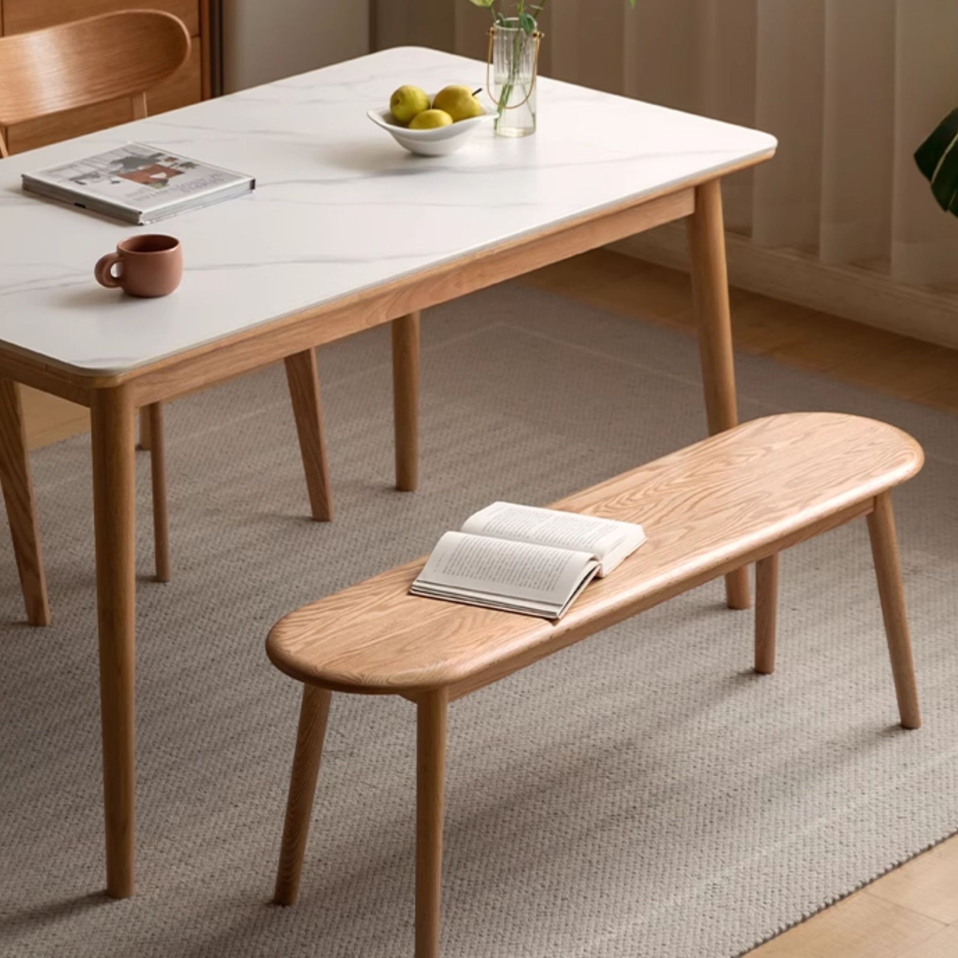Tanya oak wood bench in natural wood finish