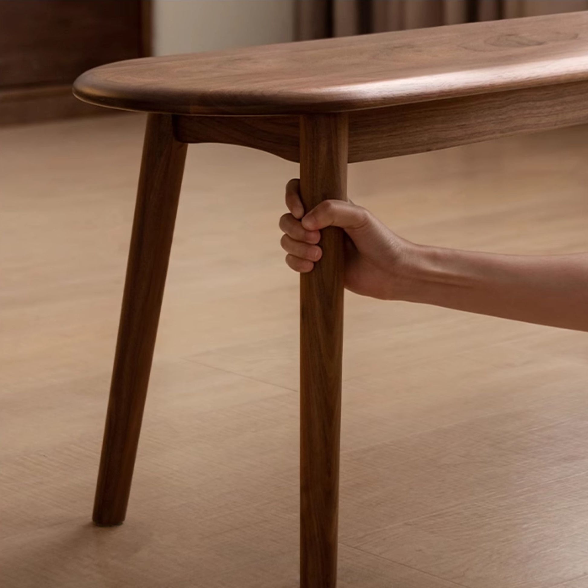 Tanya oak wood bench in walnut finish
