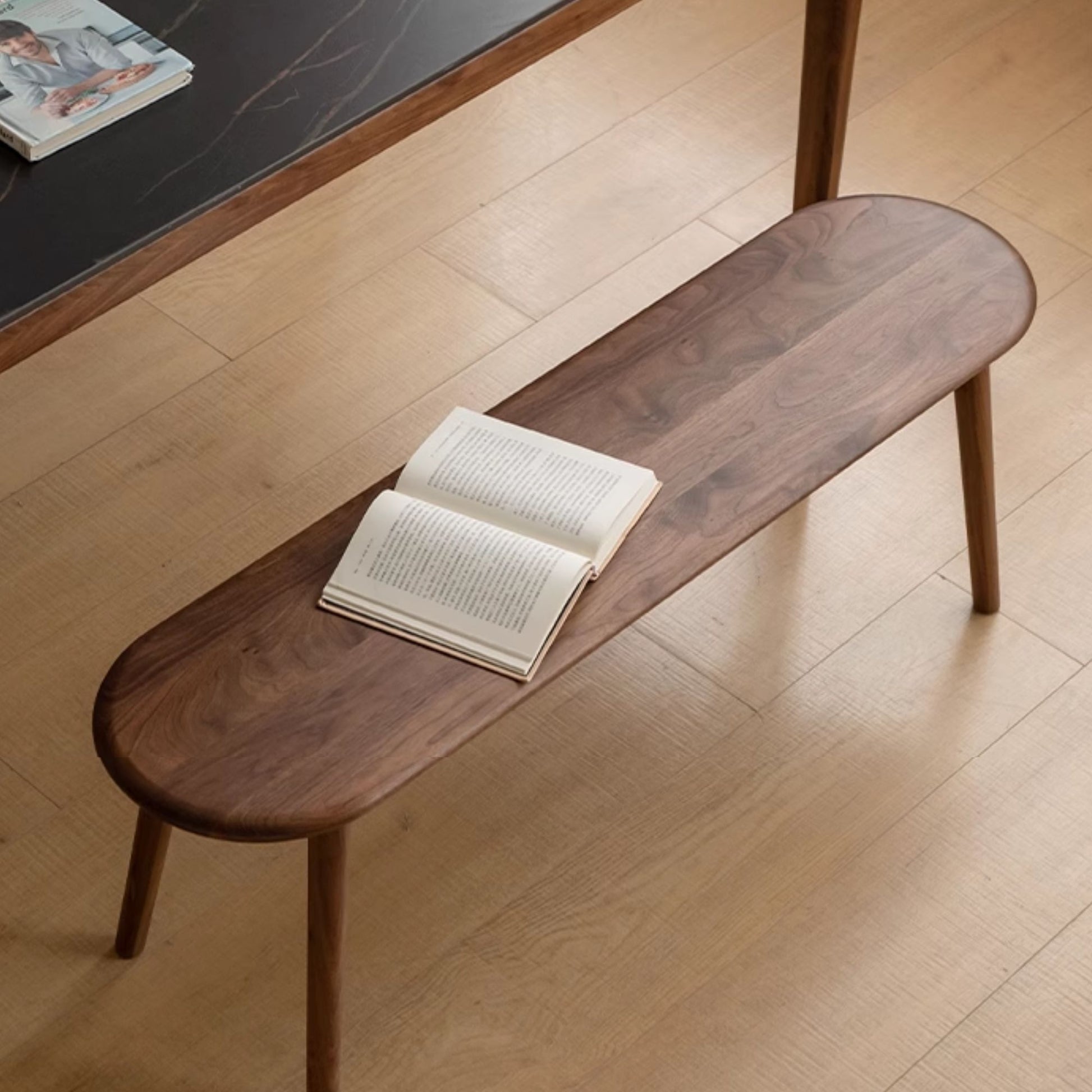 Tanya oak wood bench in walnut finish