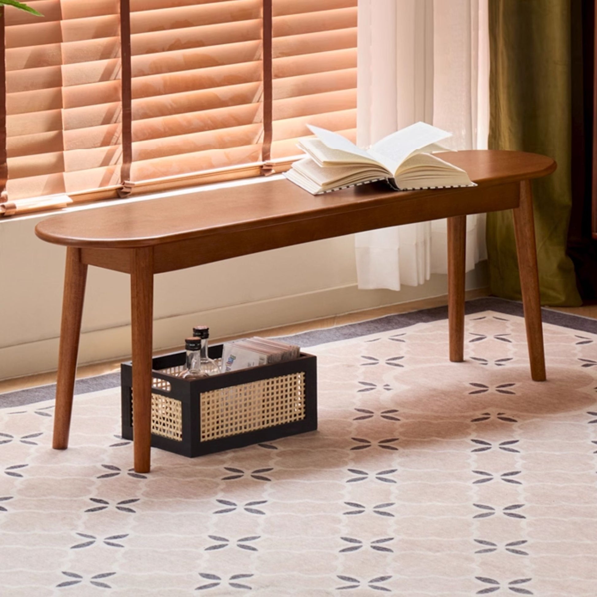 Tanya rubberwood bench in brown finish