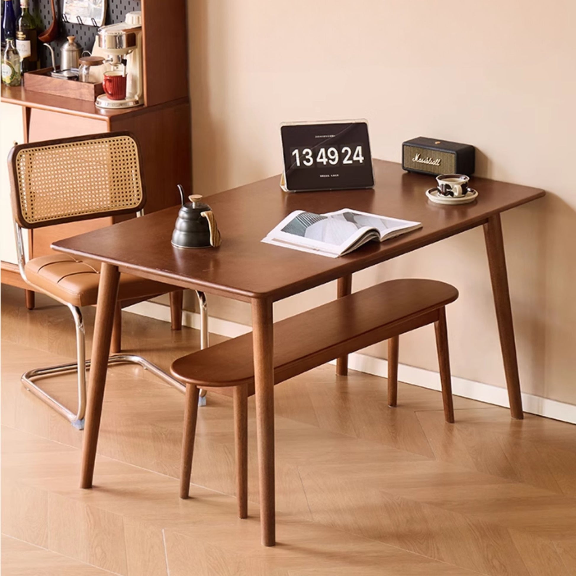 Tanya rubberwood bench in brown finish