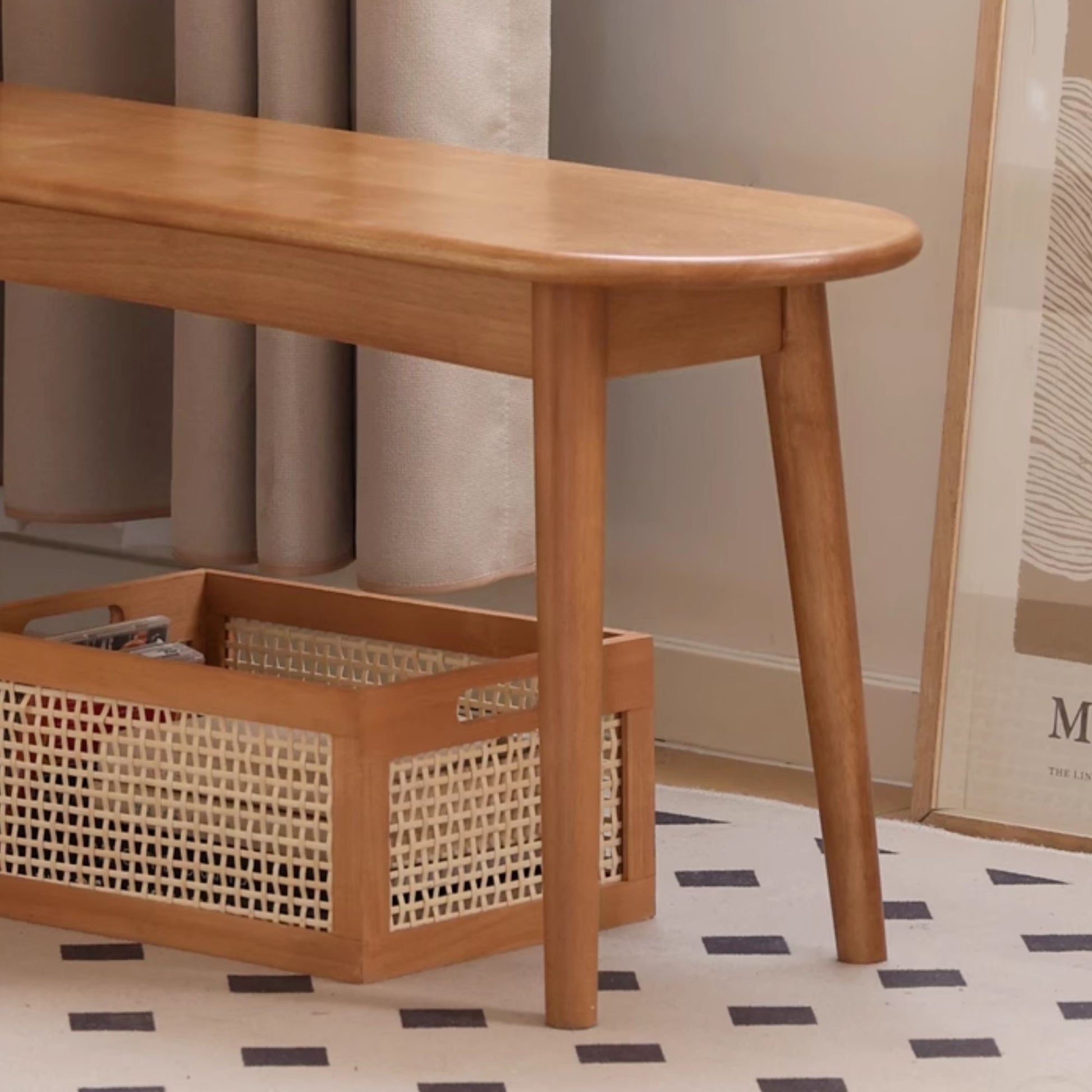 Tanya rubberwood bench in natural wood finish