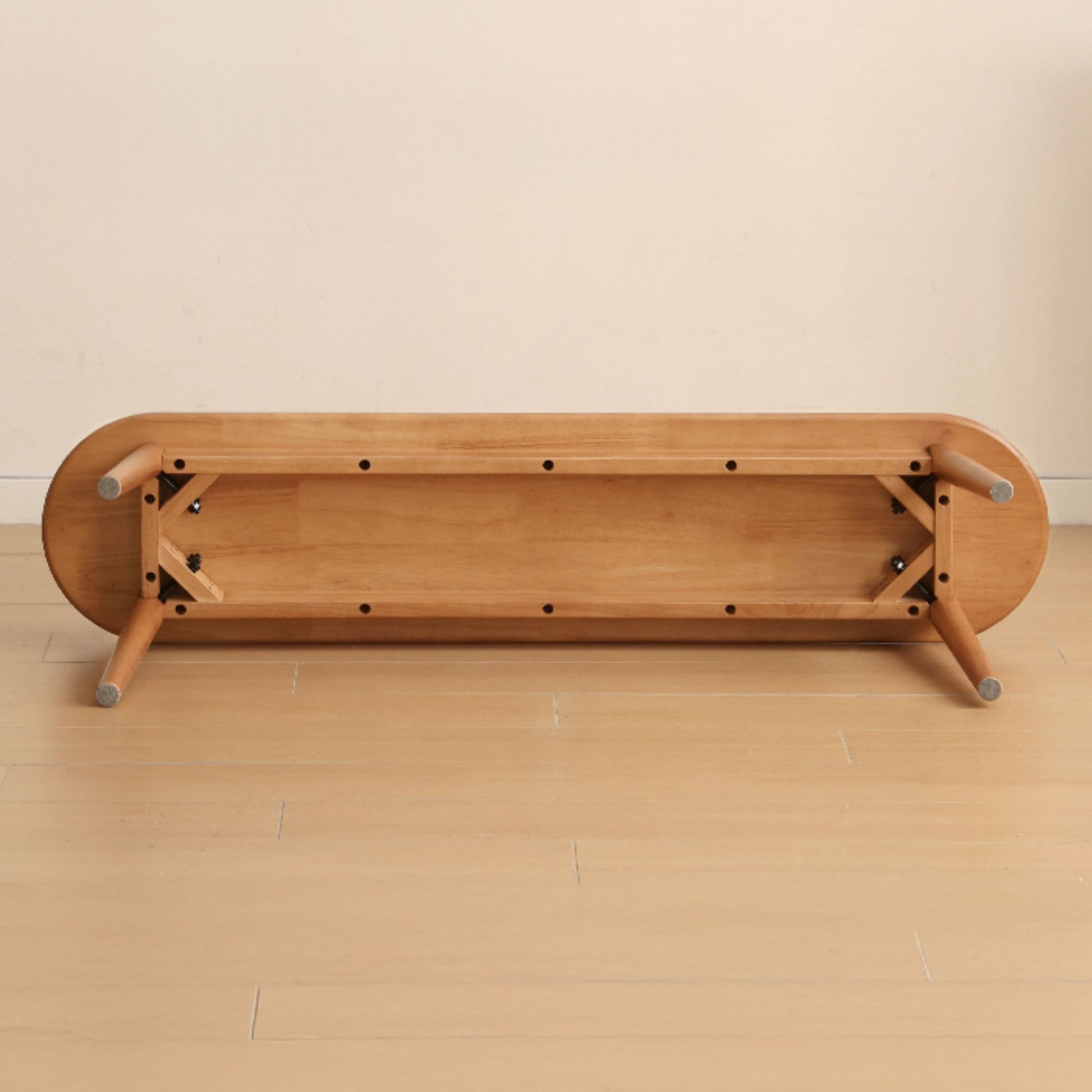 Tanya rubberwood bench in natural wood finish