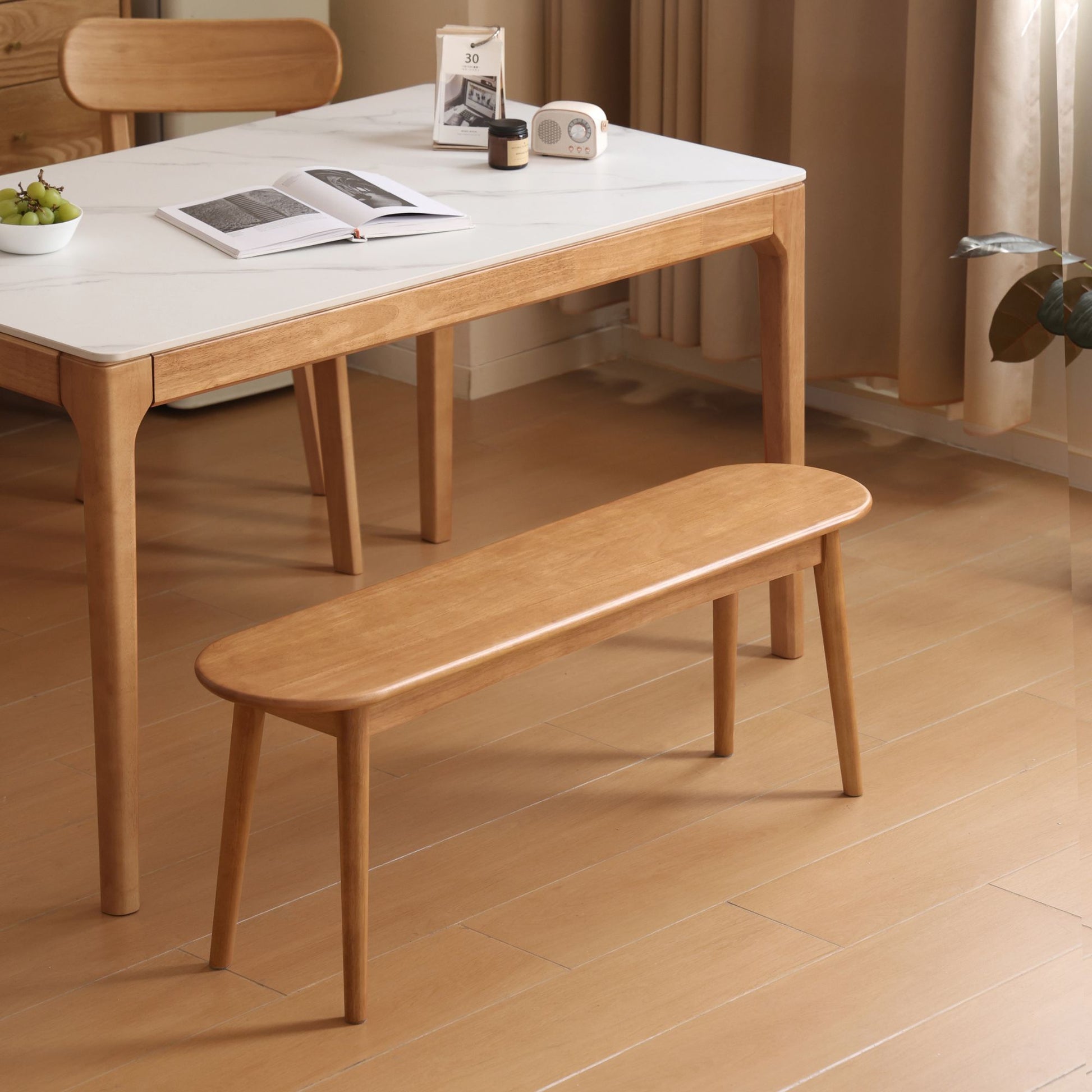 Tanya rubberwood bench in natural wood finish
