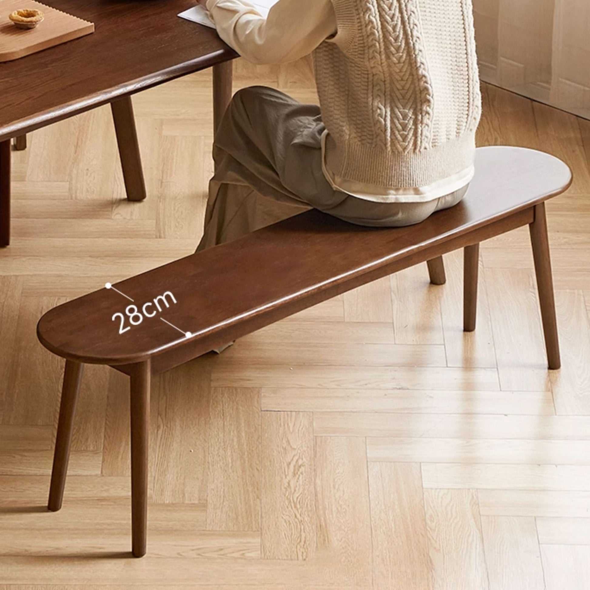 Tanya rubberwood bench in walnut finish