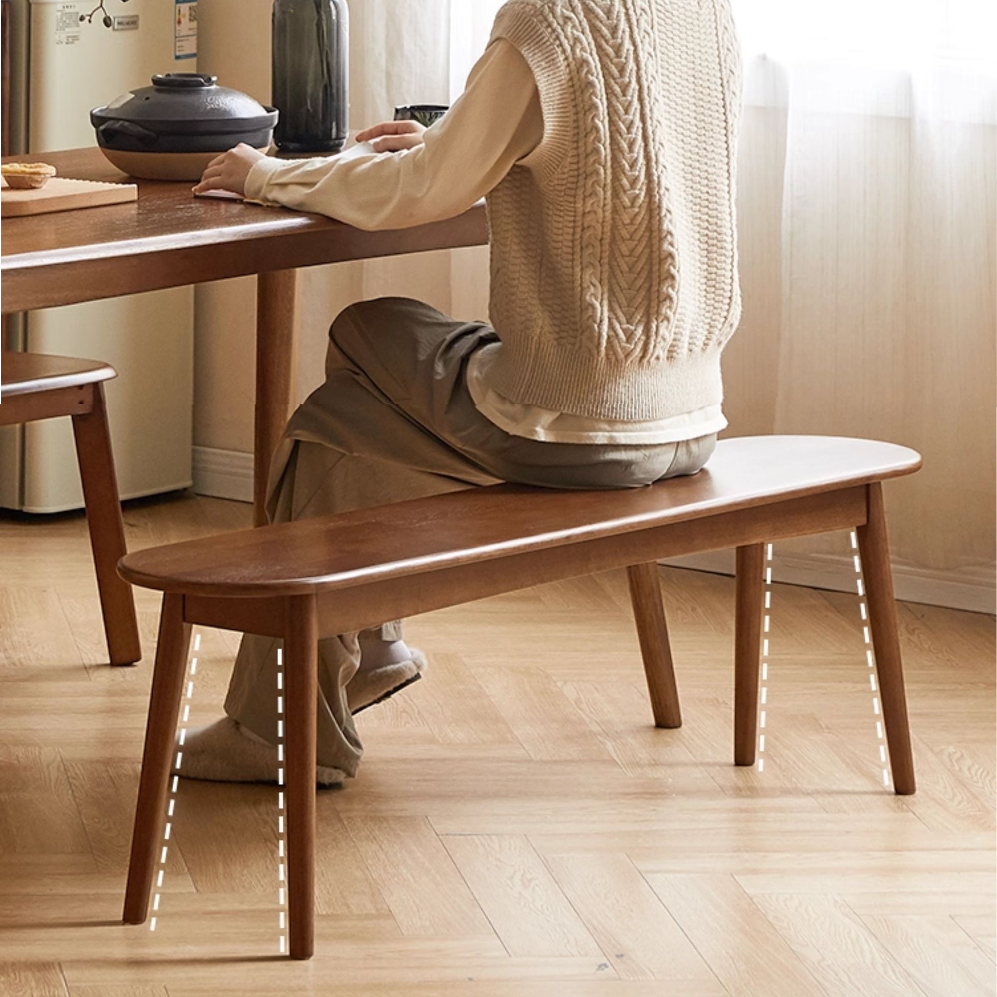 Tanya rubberwood bench in walnut finish