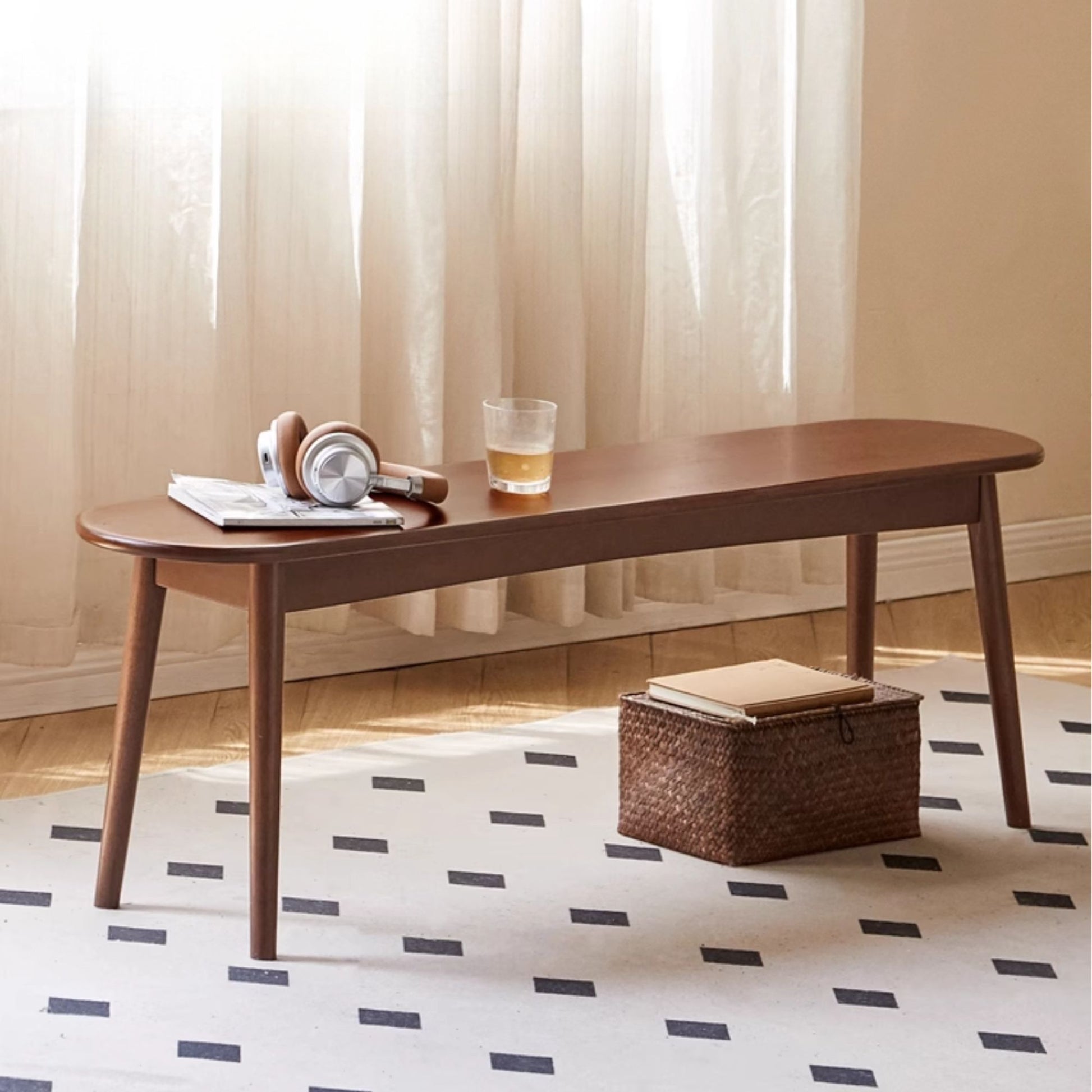 Tanya rubberwood bench in walnut finish