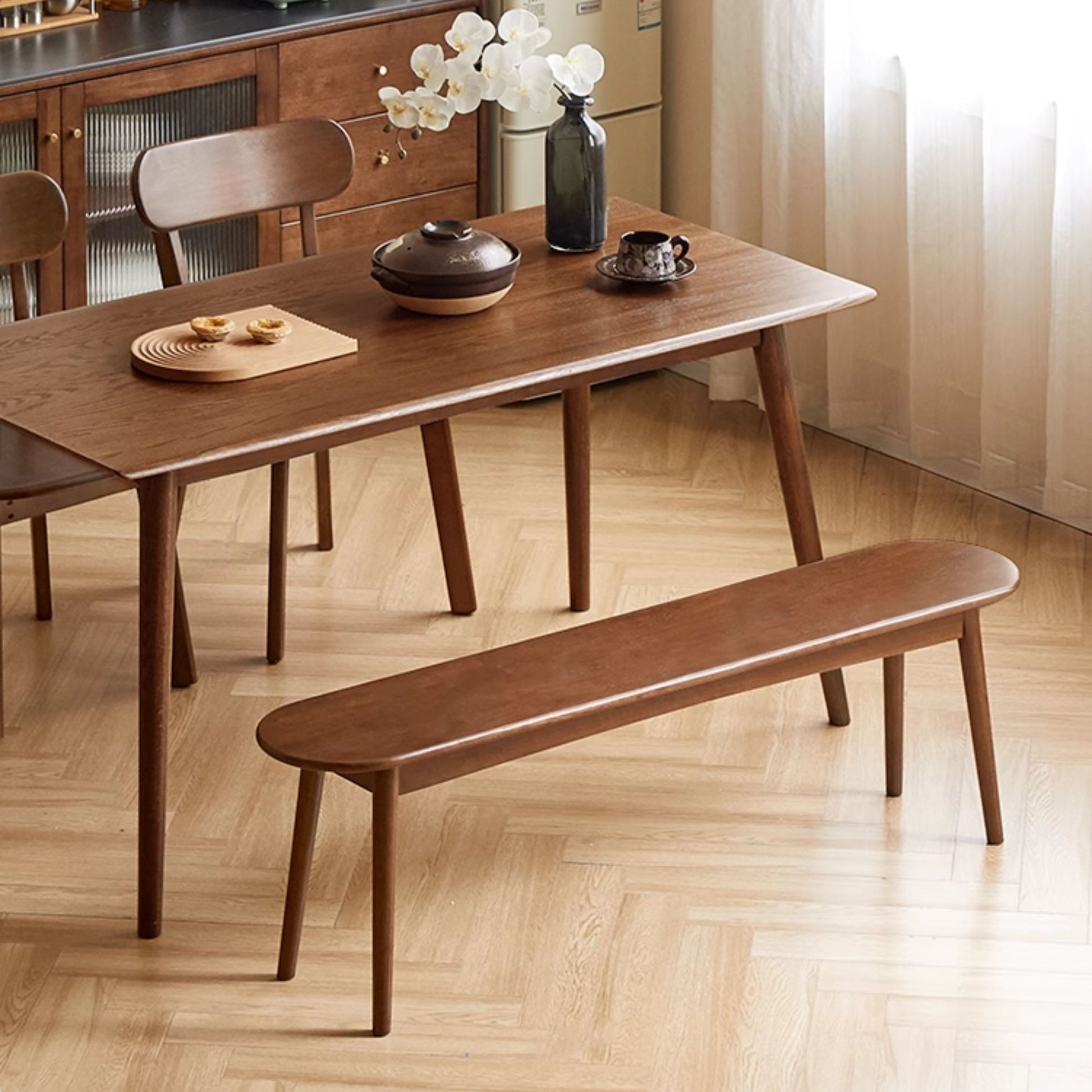 Tanya rubberwood bench in walnut finish