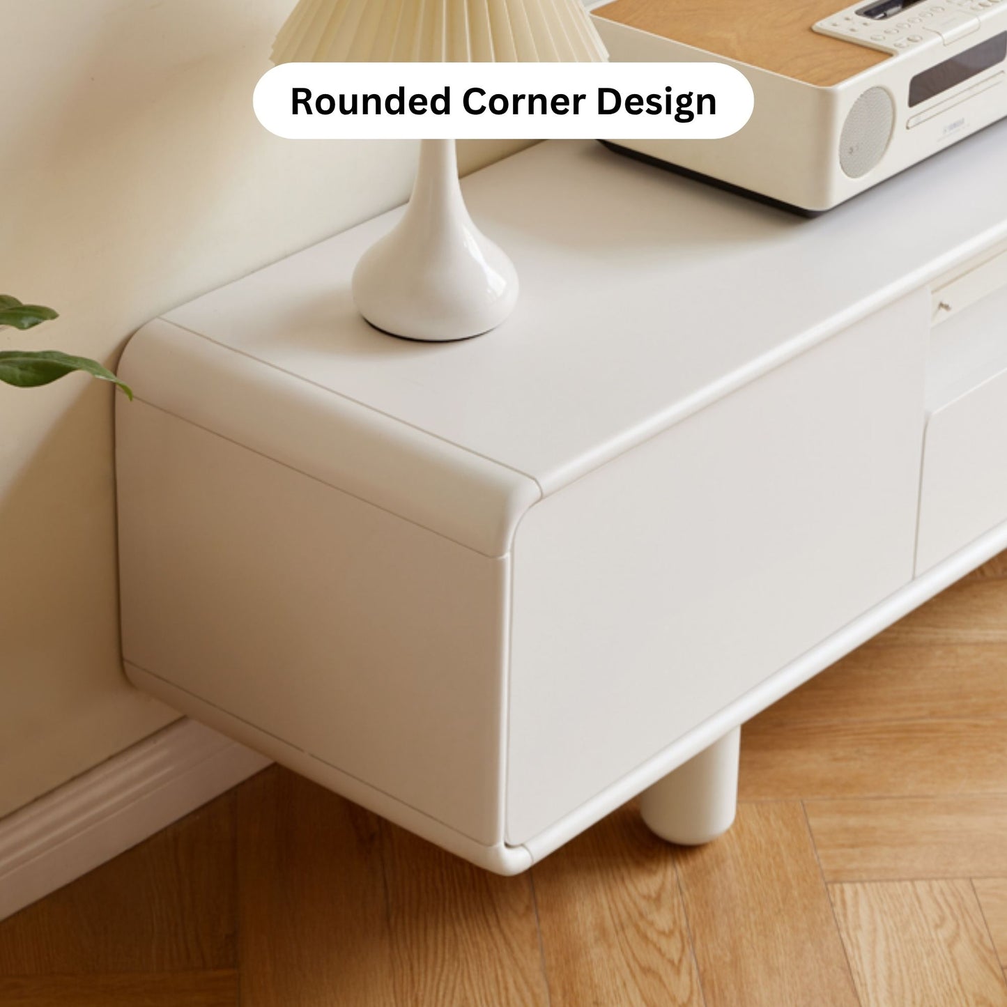 Tara rubberwood TV console in white finish