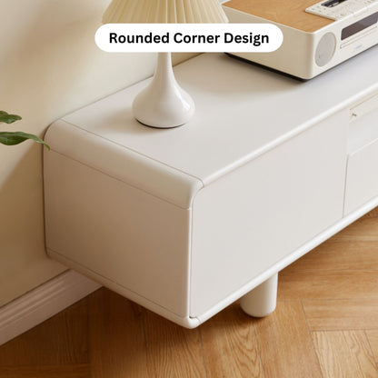 Tara rubberwood TV console in white finish