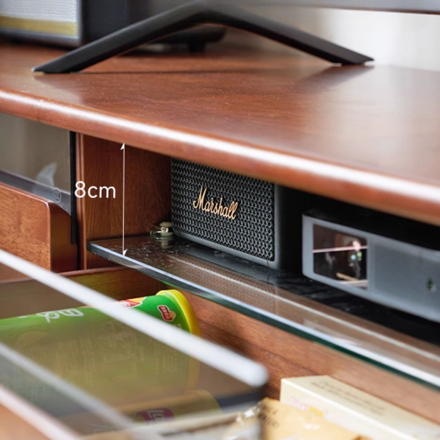 Taylar rubber wood TV console in walnut finish