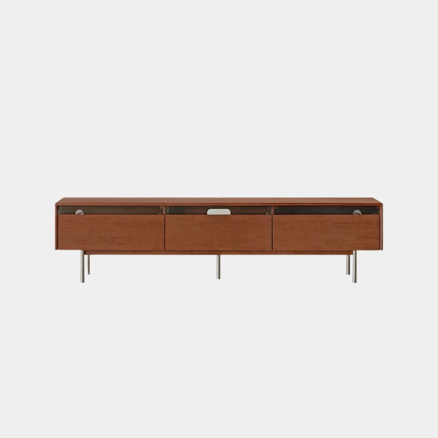 Taylar rubber wood TV console in walnut finish