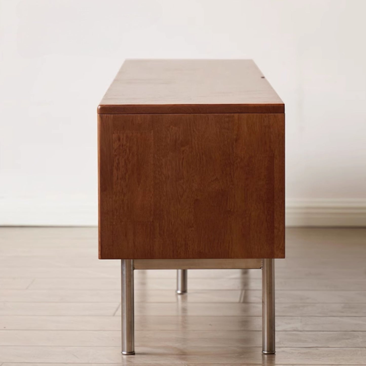 Taylar rubber wood TV console in walnut finish