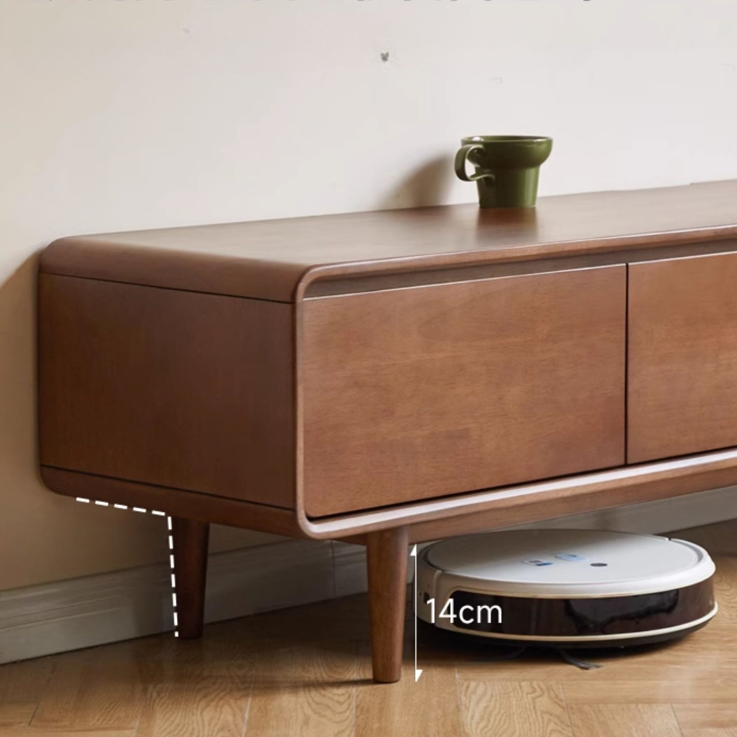 Teo rubberwood tv console in walnut finish