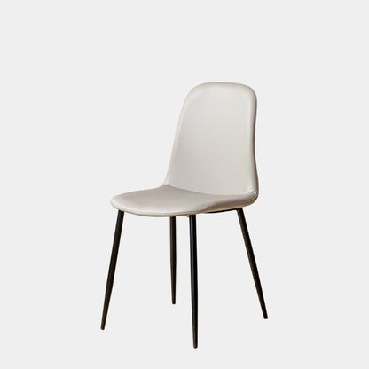 Grey chair with black legs on a light gray background