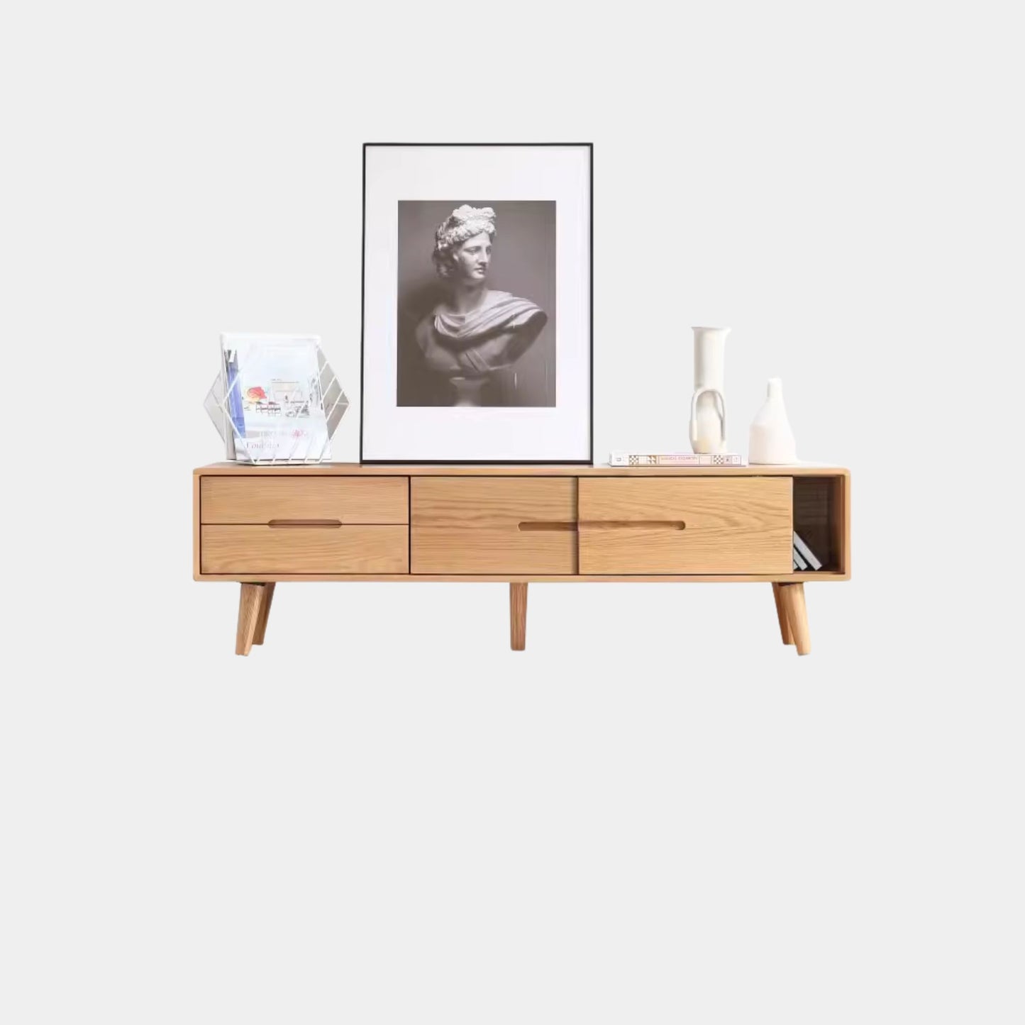 Tina natural wood colour oak wood TV console small sizes variant