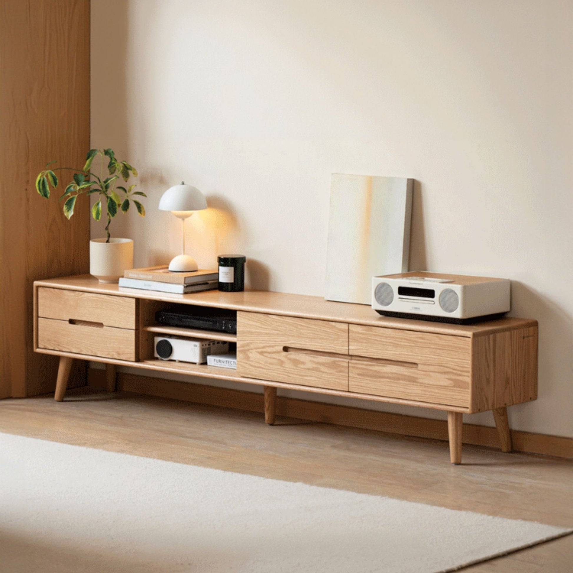Tina natural wood colour oak wood TV console