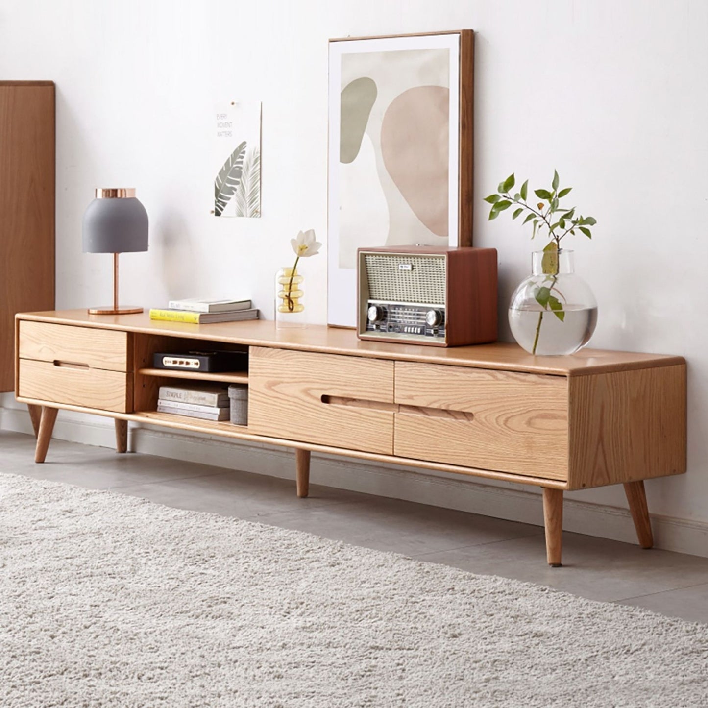 Tina natural wood colour oak wood TV console