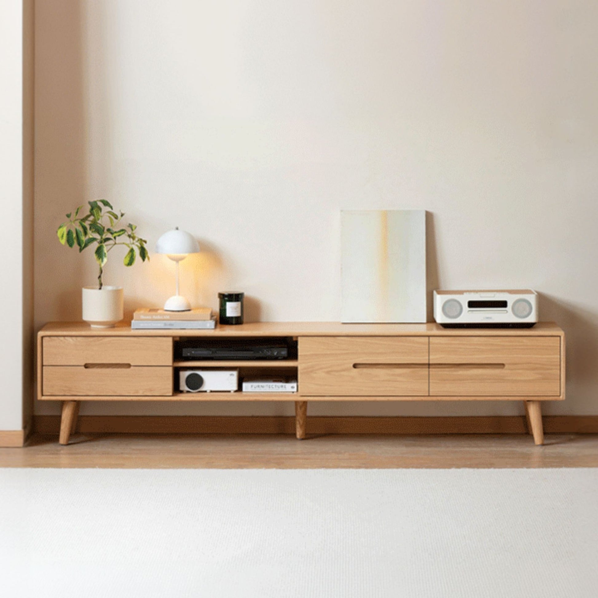 Tina natural wood colour oak wood TV console