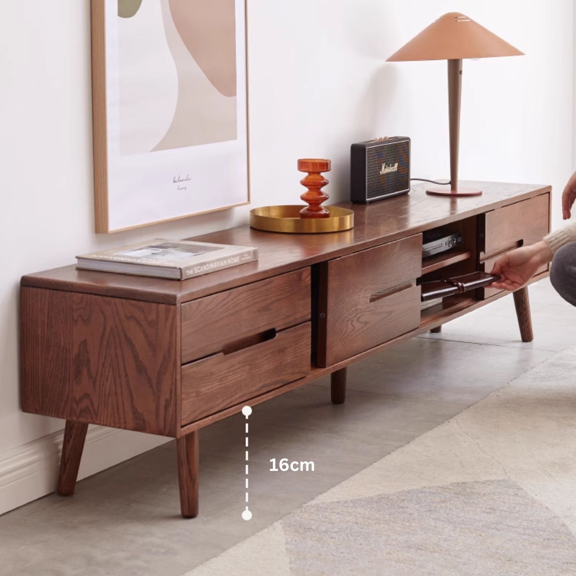 Tina walnut colour oak wood TV console