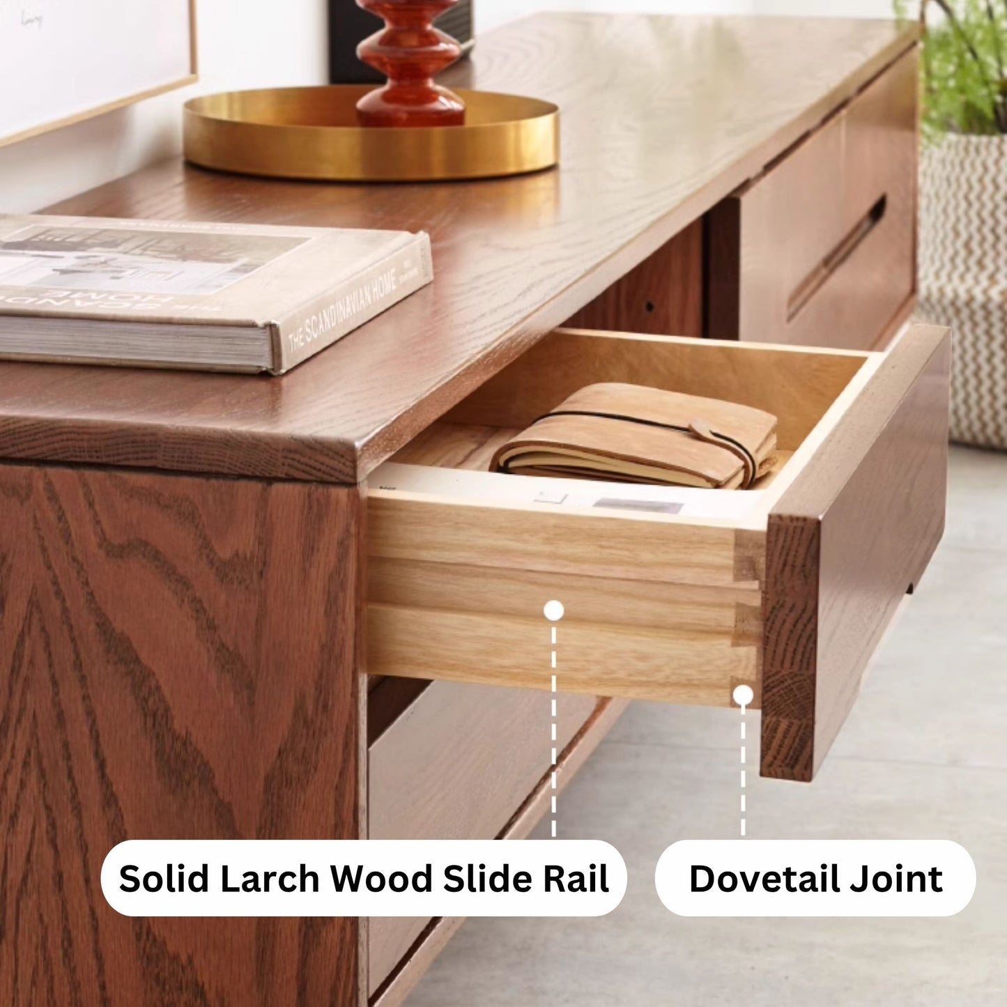 Tina walnut colour oak wood TV console