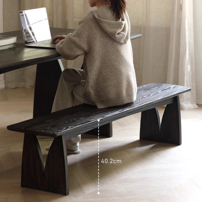 Tinta oak wood bench with black finish