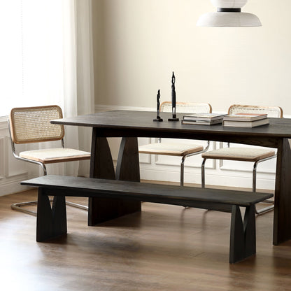Tinta oak wood bench with black finish
