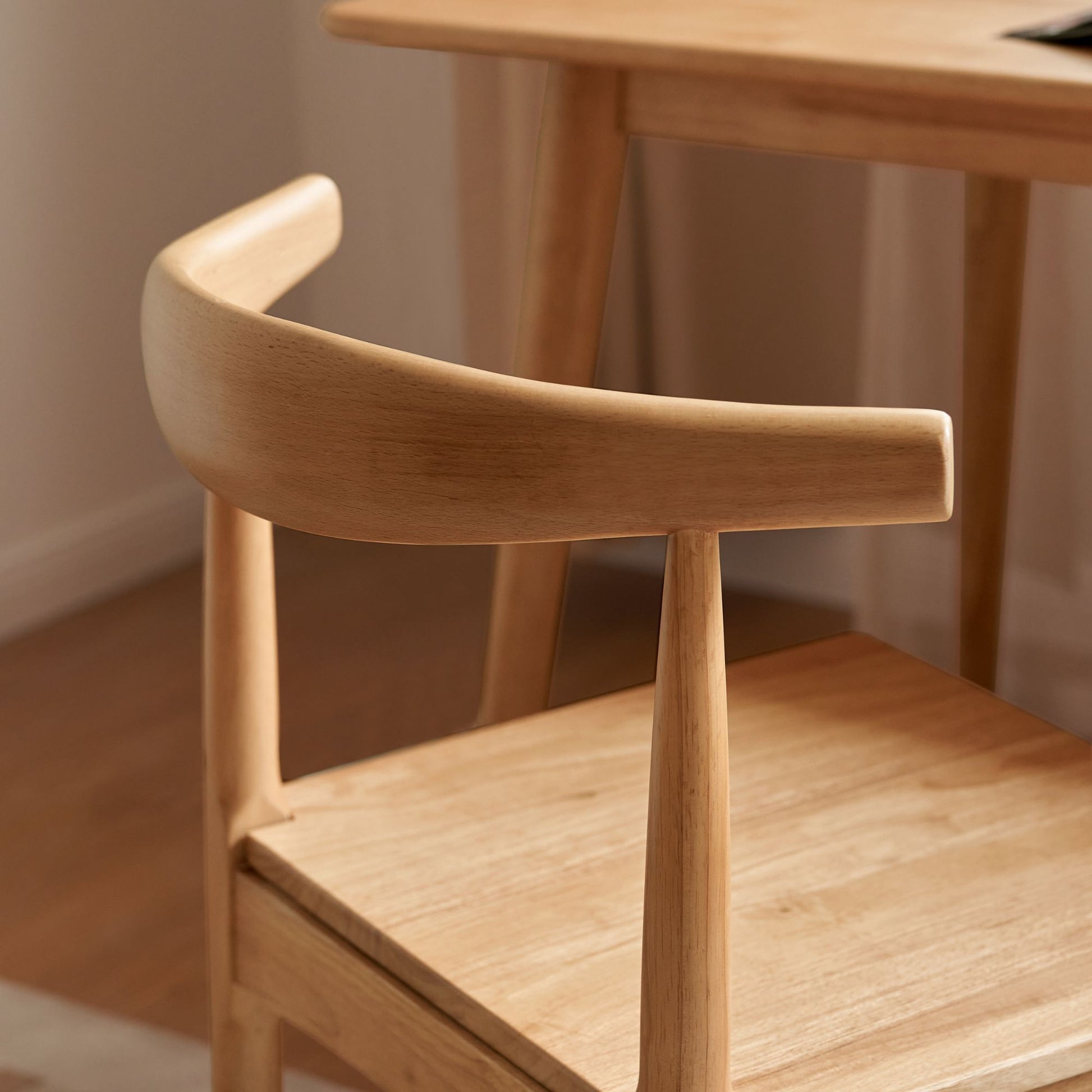 Travis rubberwood chair in natural wood finish