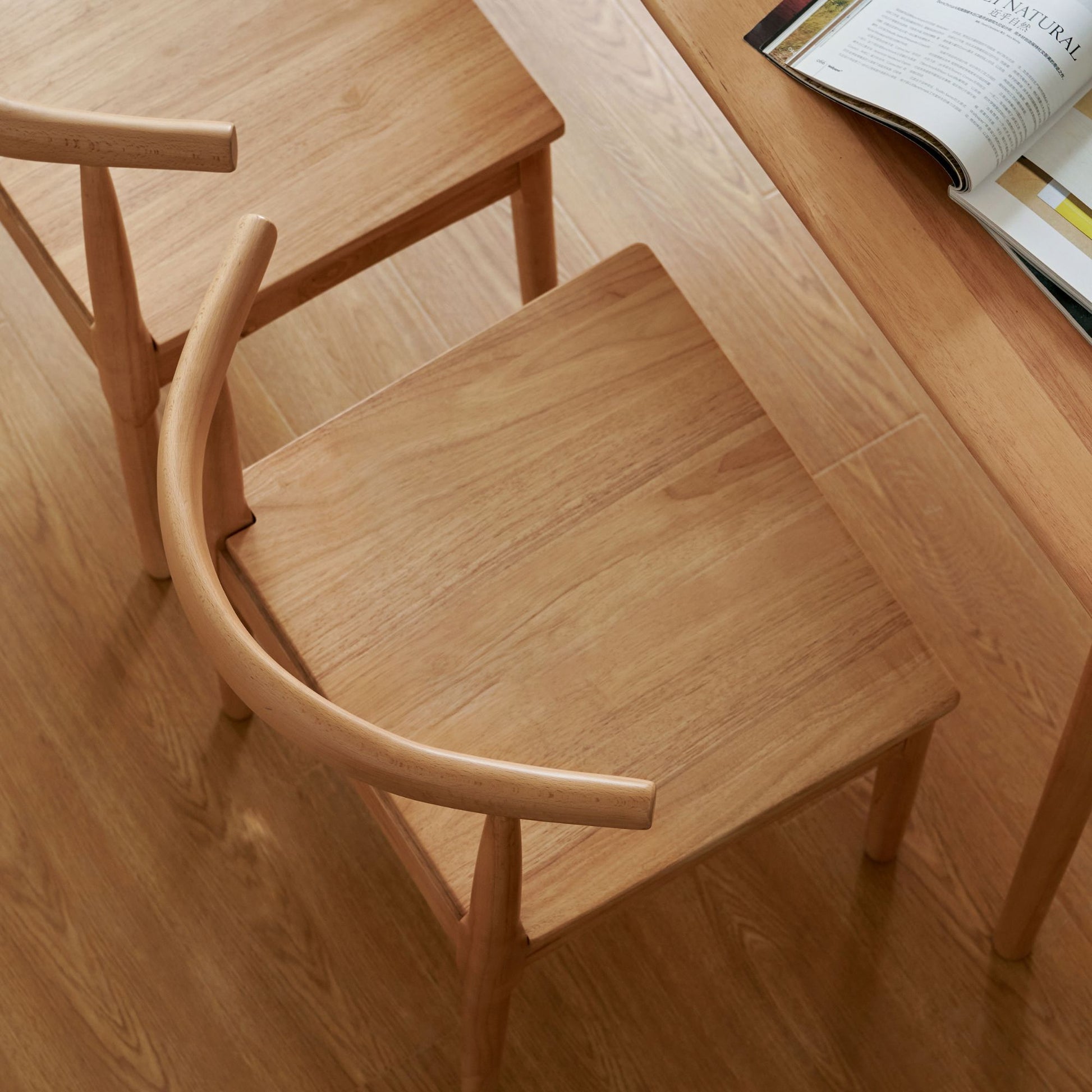 Travis rubberwood chair in natural wood finish