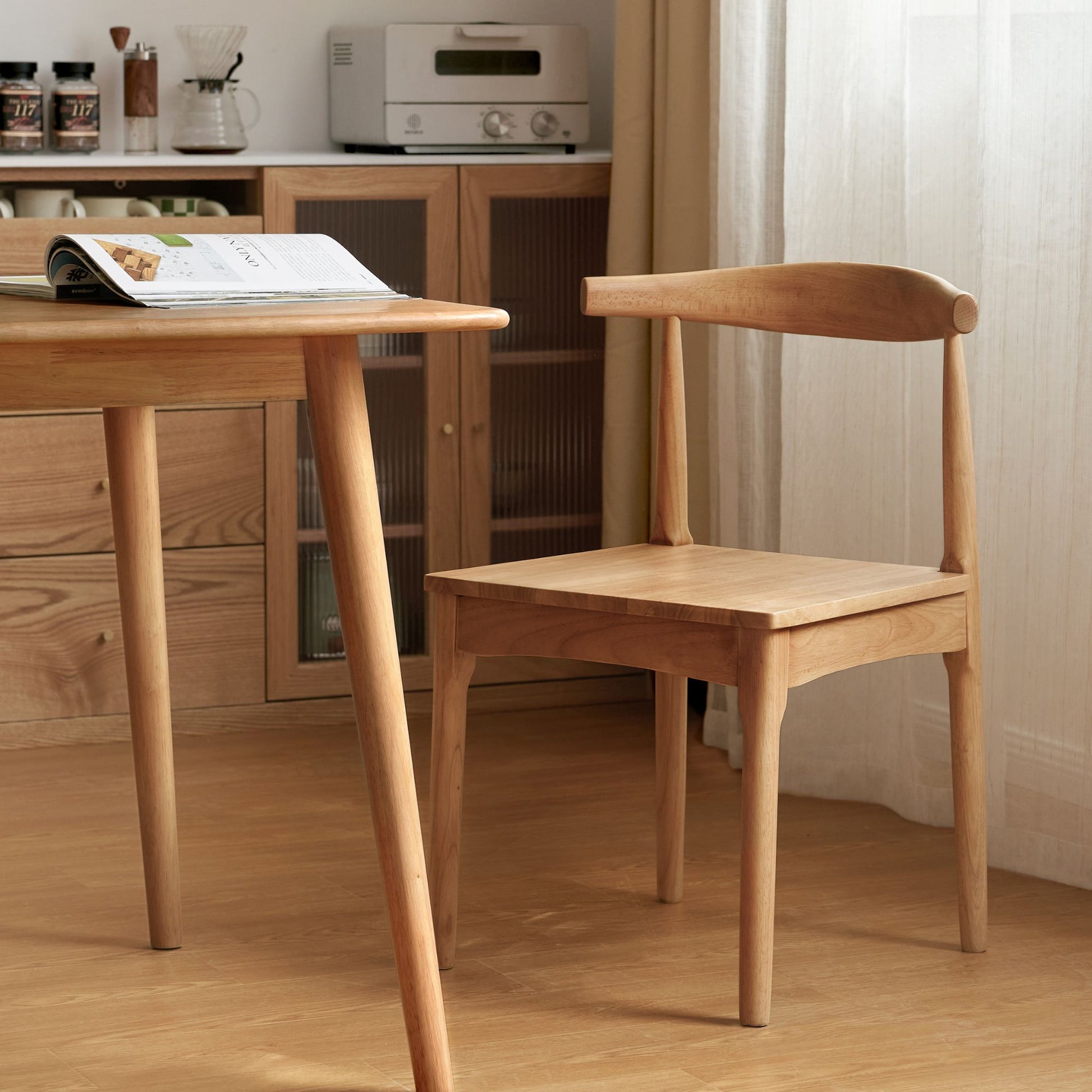 Travis rubberwood chair in natural wood finish