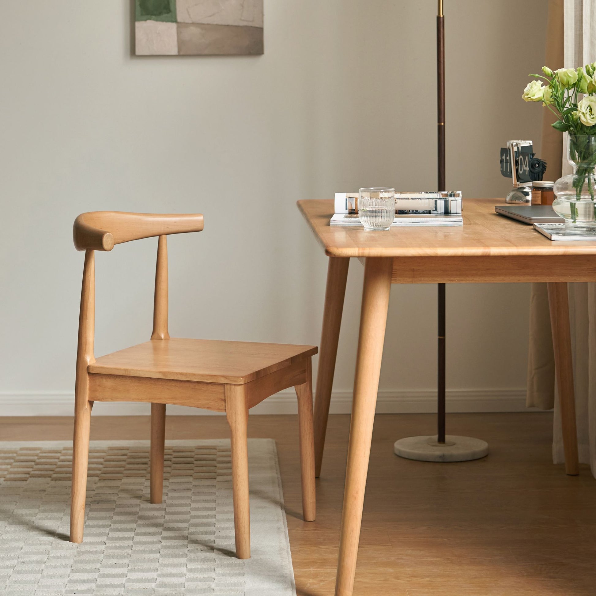 Travis rubberwood chair in natural wood finish