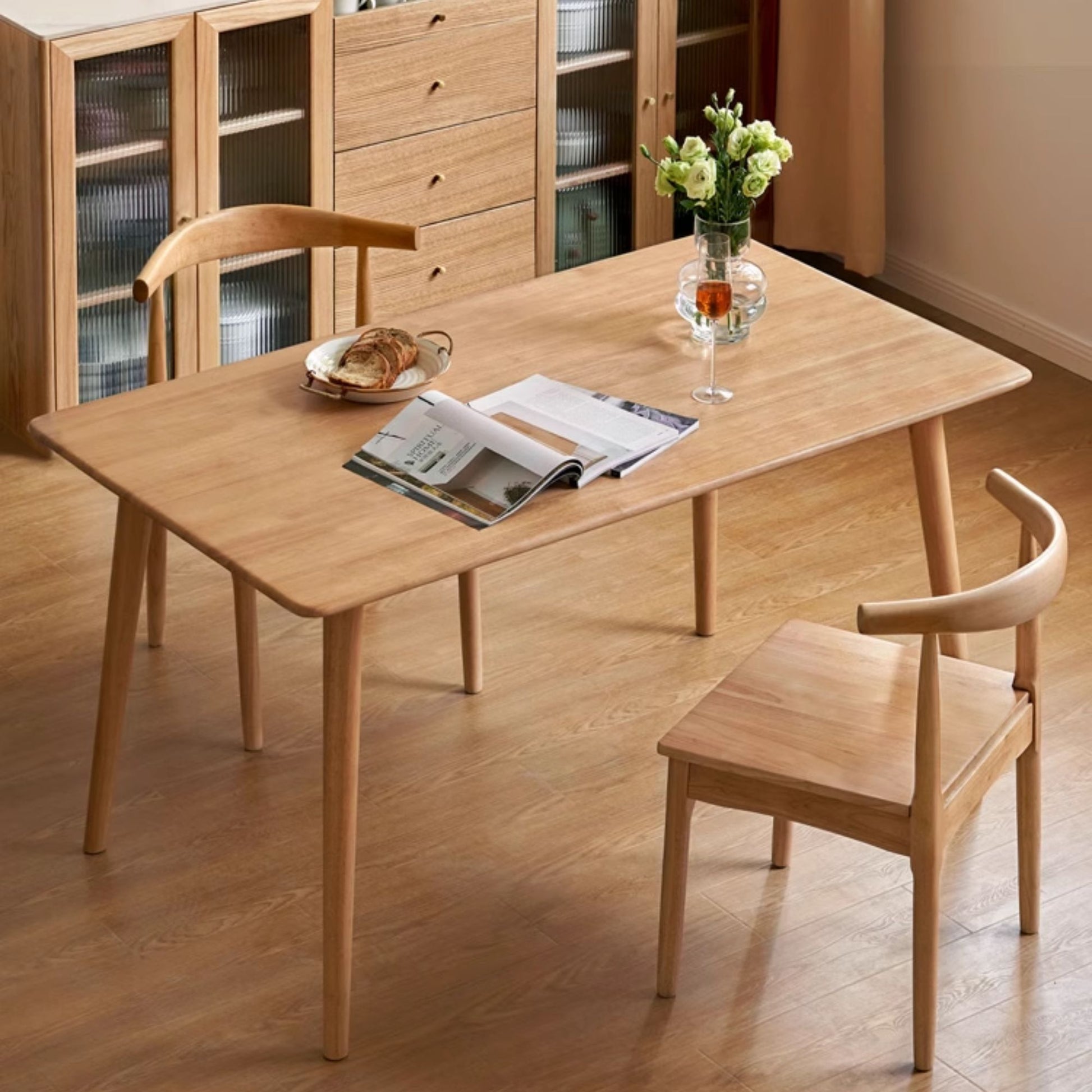 Travis rubberwood chair in natural wood finish