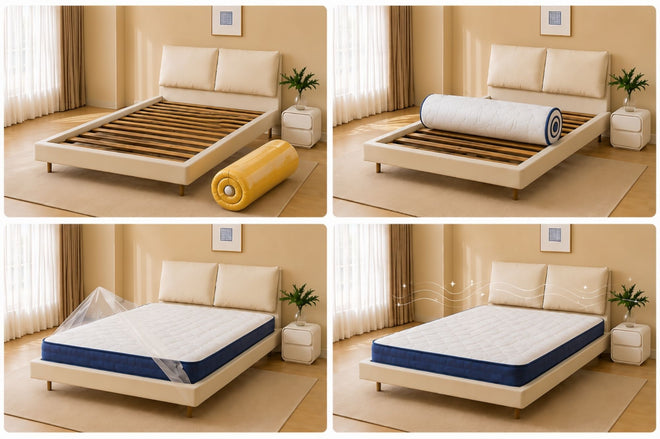 Setting up a mattress on a slatted bed frame