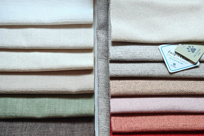 Side by side panel of washable and easy clean fabrics