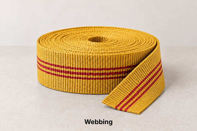 Illustration of wide webbing used in a sofa suspension system