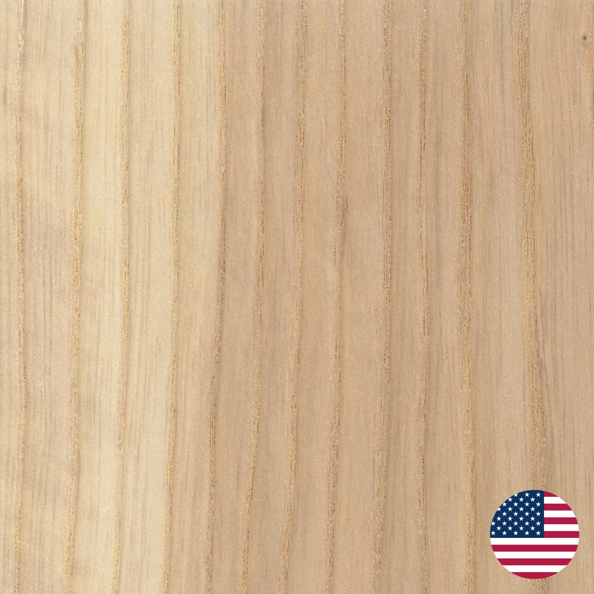 White ash wood grain close up with america flag logo